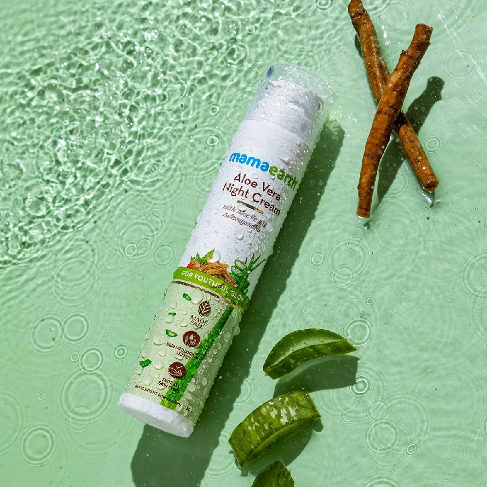 Aloe Vera Night Cream with Aloe Vera and Ashwagandha for a Youthful Glow, 50g-2.webp